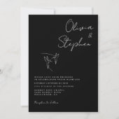Minimalistische Zwarte Romantische Fotobruiloft Kaart (Voorkant)