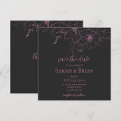 Minimalistische zwarte roze vierkante save the dat save the date (Voorkant / Achterkant)
