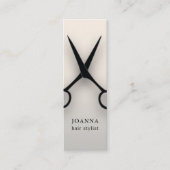 Minimalistische zwarte schaar-haarlijst mini visitekaartje (Voorkant)