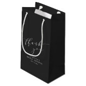 Minimalistische Zwarte Script Bruiloftsborrel Dank Klein Cadeauzakje (Achterkant Gekanteld)