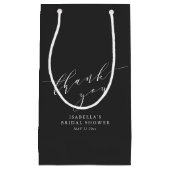 Minimalistische Zwarte Script Bruiloftsborrel Dank Klein Cadeauzakje (Voorkant)