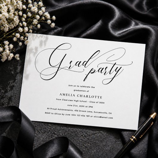 Minimalistische Zwarte Script Calligrafie Grad Fee Kaart