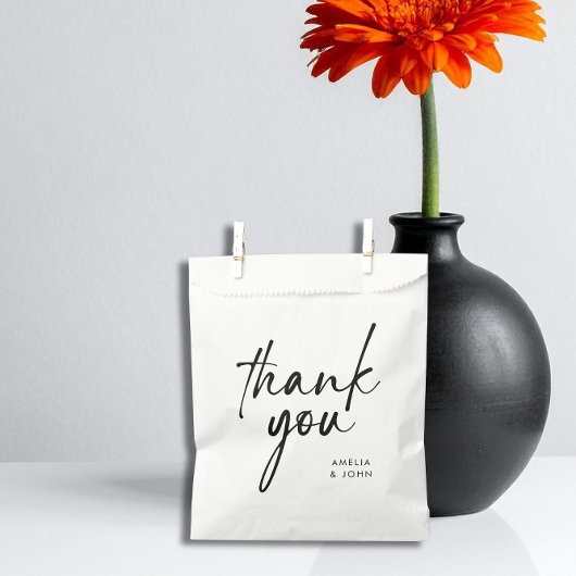 Minimalistische zwarte script gepersonaliseerde da bedankzakje