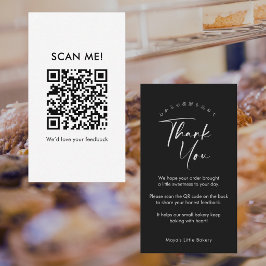 Minimalistische Zwarte Script Laat een Review QR C Visitekaartje