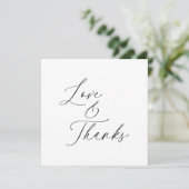 Minimalistische Zwarte Script Liefde Dank Trouwfot Bedankkaart (Staand voorkant)