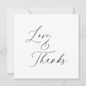 Minimalistische Zwarte Script Liefde Dank Trouwfot Bedankkaart (Voorkant)