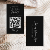 Minimalistische zwarte script QR-code laat een rev