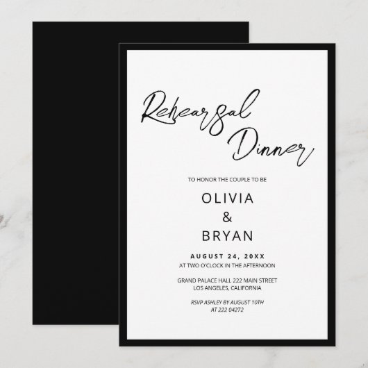 Minimalistische zwarte-Script-repetitie Kaart (Voorkant / Achterkant)