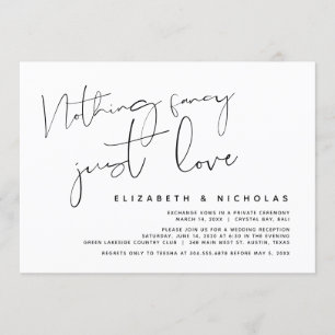 Minimalistische Zwarte Script, Trouw Elopement Fee Kaart