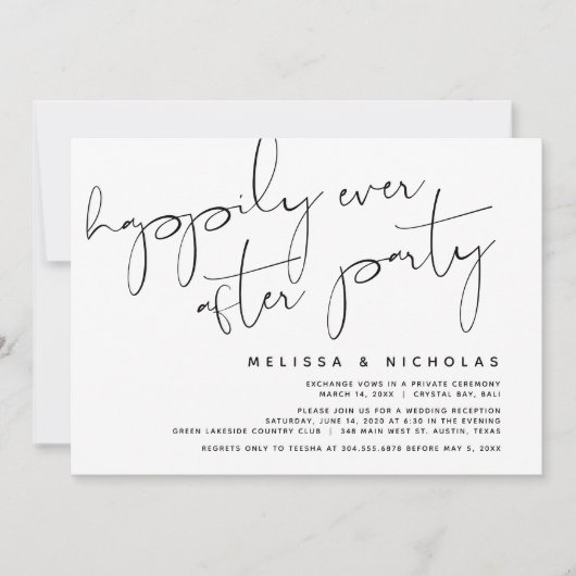 Minimalistische Zwarte Script, Trouw Elopement Fee Kaart (Voorkant)