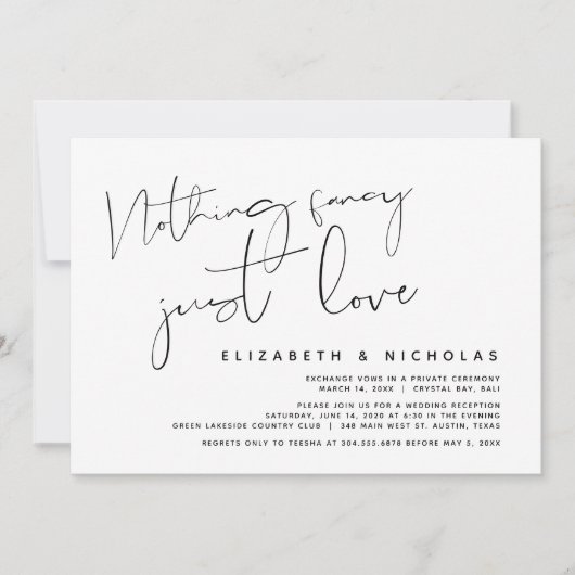 Minimalistische zwarte script, trouw elopement par kaart (Voorkant)