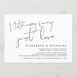 Minimalistische zwarte script, trouw elopement par kaart