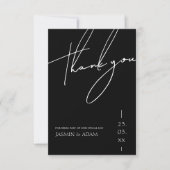 Minimalistische Zwarte Script Typografie Trouw Bedankkaart (Voorkant)