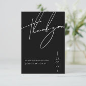 Minimalistische Zwarte Script Typografie Trouw Bedankkaart (Staand voorkant)