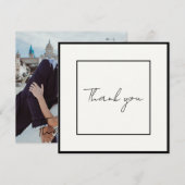 Minimalistische zwarte scripts Elegante foto bruil Bedankkaart (Voorkant / Achterkant)
