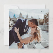 Minimalistische zwarte scripts Elegante foto bruil Bedankkaart (Achterkant)