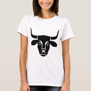 Minimalistische zwarte stierenkop os silhouet t-shirt