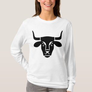 Minimalistische zwarte stierenkop os silhouet t-shirt