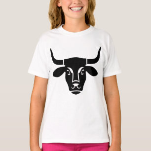 Minimalistische zwarte stierenkop os silhouet t-shirt