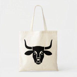 Minimalistische zwarte stierenkop os silhouet tote bag