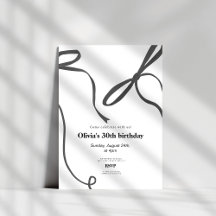 Minimalistische zwarte strik 30e verjaardag