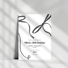Minimalistische zwarte strik 30e verjaardag kaart