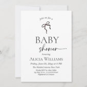Minimalistische zwarte strik baby shower brunch kaart (Voorkant)