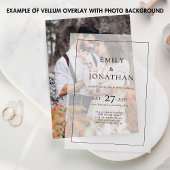 Minimalistische Zwarte Tekst Lijn Rand Wedding Vellum Uitnodigingen