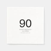 Minimalistische Zwarte Tekst Naam 90ste Verjaardag Servet (Voorkant)