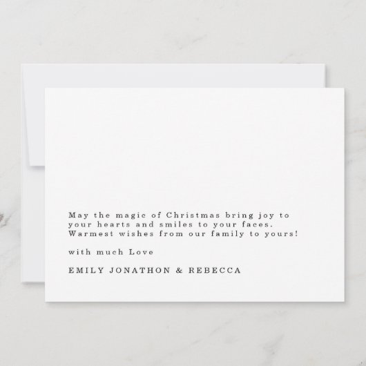Minimalistische zwarte tekst Wit Vrolijk Kerstfees Kaart (Achterkant)