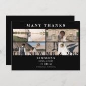 Minimalistische zwarte trendy collage bruiloft 4 f bedankkaart (Voorkant / Achterkant)