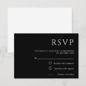 Minimalistische Zwarte Trouw RSVP Kaart (Voorkant / Achterkant)