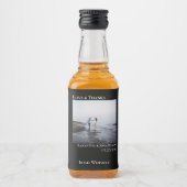 Minimalistische Zwarte Trouwfoto Liefde & Dank Min Likeurfles Etiket (Voorkant)