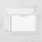 Minimalistische zwarte twee grens moderne monogram notitiekaartje (Voorkant)