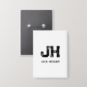 MINIMALISTISCHE ZWARTE TWEE LETTER MONOGRAM NAAM W BUTTON (Voorkant / Achterkant)