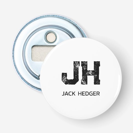 MINIMALISTISCHE ZWARTE TWEE LETTER MONOGRAM NAAM W BUTTON FLESOPENER (Voorkant)