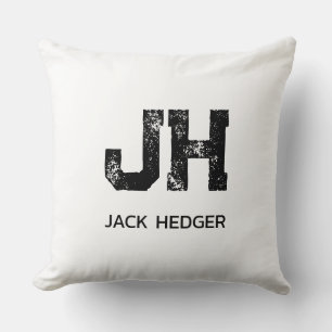 MINIMALISTISCHE ZWARTE TWEE-LETTER MONOGRAM NAAM W KUSSEN