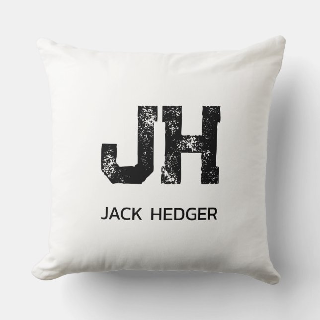 MINIMALISTISCHE ZWARTE TWEE-LETTER MONOGRAM NAAM W KUSSEN (Voorkant)