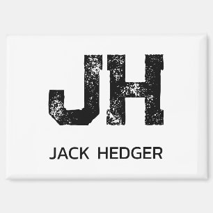 MINIMALISTISCHE ZWARTE TWEE LETTER MONOGRAM NAAM W MAGNEET