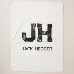 MINIMALISTISCHE ZWARTE TWEE LETTER MONOGRAM NAAM W SHERPA DEKEN
