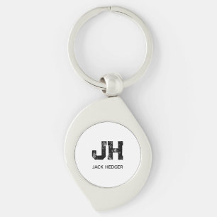 MINIMALISTISCHE ZWARTE TWEE LETTER MONOGRAM NAAM W SLEUTELHANGER