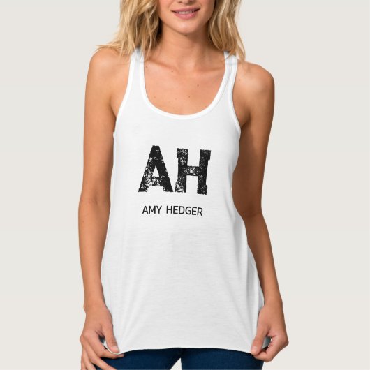 MINIMALISTISCHE ZWARTE TWEE LETTER MONOGRAM NAAM W TANKTOP (Voorkant)