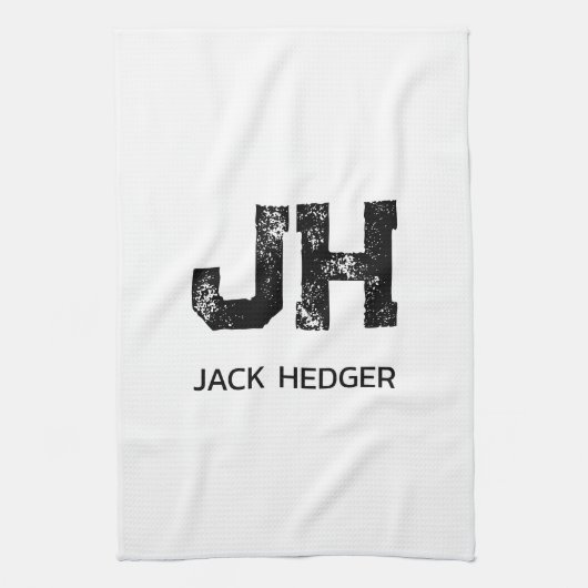 MINIMALISTISCHE ZWARTE TWEE-LETTER MONOGRAM NAAM W THEEDOEK (Verticaal)