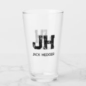 MINIMALISTISCHE ZWARTE TWEE-LETTERIGE MONOGRAM NAA GLAS (Achterkant)