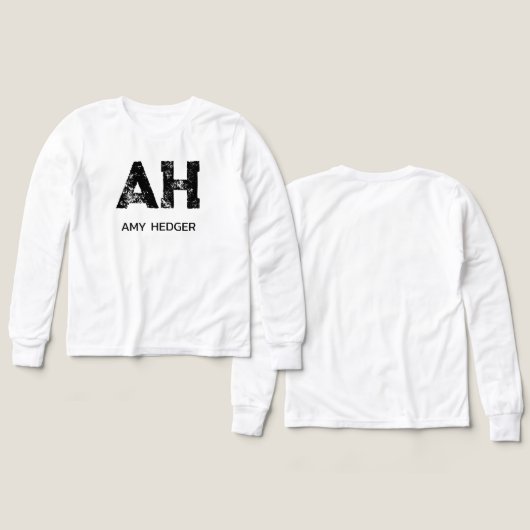 MINIMALISTISCHE ZWARTE TWEELITTERIGE MONOGRAM NAAM (Voorkant /achterkant)