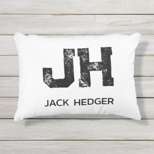 MINIMALISTISCHE ZWARTE TWEELITTERIGE MONOGRAM NAAM BUITENKUSSEN