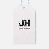MINIMALISTISCHE ZWARTE TWEELITTERIGE MONOGRAM NAAM CADEAULABEL (Achterkant)