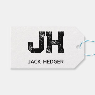 MINIMALISTISCHE ZWARTE TWEELITTERIGE MONOGRAM NAAM CADEAULABEL