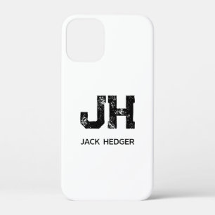 MINIMALISTISCHE ZWARTE TWEELITTERIGE MONOGRAM NAAM Case-Mate iPhone CASE
