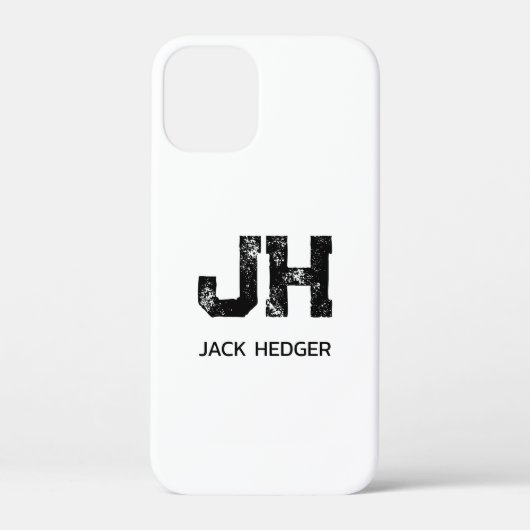 MINIMALISTISCHE ZWARTE TWEELITTERIGE MONOGRAM NAAM Case-Mate iPhone CASE (Achterkant)